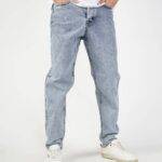 شلوار مام فیت ابی