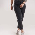 شلوار مام فیت ذغالی زنانه