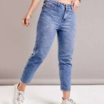 شلوار مام فیت آبی زنانه