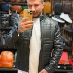 کاپشن چرم طرح دار