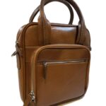 کیف نیمه اداری چرم طبیعی عسلی