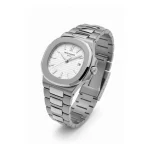 ساعت زنانه پتک فیلیپ ناتیلوس سیلور صفحه سفید