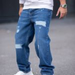 شلوار بگ مردانه زاپ دار آبی کد 87