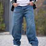 شلوار بگ مردانه آبی تیره کد 71