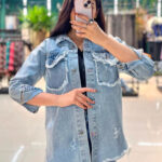 مانتو جين کوتاه ريش دار