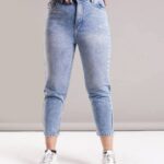 شلوار مام استايل زنانه آبي روشن(6535B1)