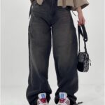 شلوار زنانه فول بگ پايين گت دار