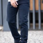 شلوار جين راسته مردانه آبي تيره کد 107