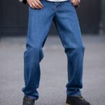 شلوار جين راسته مردانه آبي تيره کد109