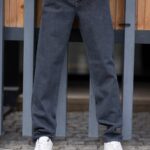 شلوار جين راسته مردانه ذغالي کد 113