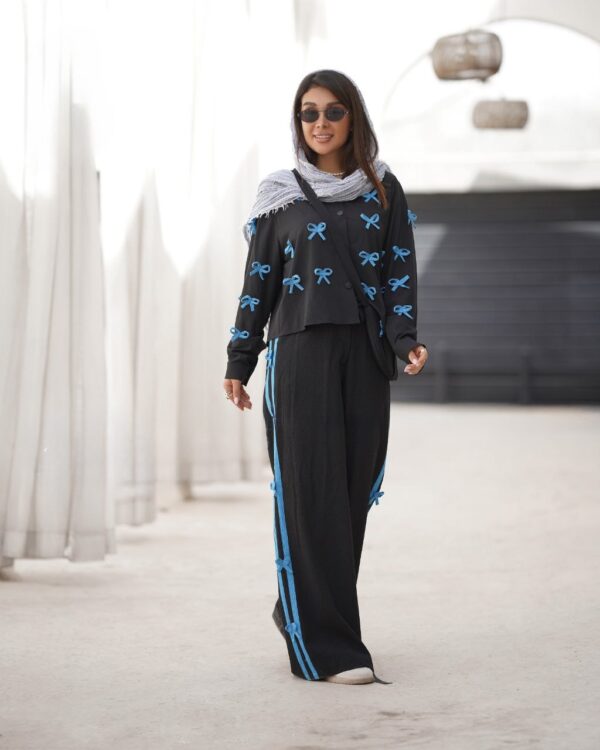 ست زنانه شوميز شلوار مدل پاپيوني - Image 2