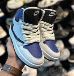 کتونی زنانه ترويس ساقدار سفيد آبی - Image 3