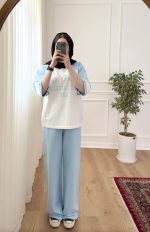 ست دخترانه دورس و شلوار يقه هفت - Image 2