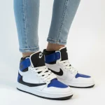 کتونی زنانه ترويس ساقدار سفيد آبی