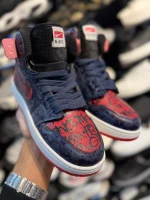 کتونی مردانه جردن ساقدار سرمه ای قرمز کاستوم - Image 5