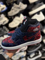 کتونی مردانه جردن ساقدار سرمه ای قرمز کاستوم - Image 3