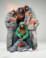 کاپشن دخترانه طرح دار هرمس