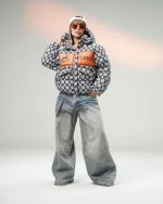 کاپشن دخترانه طرح دار هرمس - Image 4