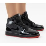 کتونی زنانه جردن ساقدار مشکی قرمز ورنی