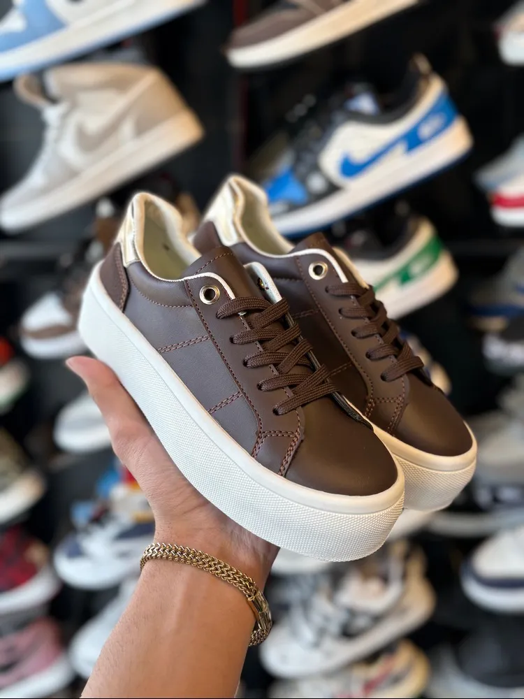 IMG_7713 کتونی ونس قهوه ای پشت طلايی - Image 1