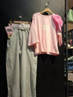خرید ست تیشرت شلوار کلاه جوراب وانگ. ست اسپرت مردانه و زنانه طرح Alexander Wang رنگ صورتی ملایم از مزون رم