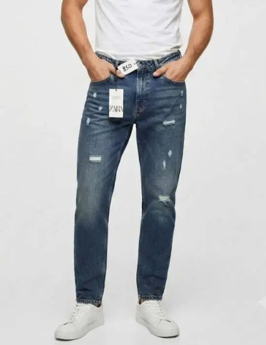 baggy jeans zara 2005 mezon rome شلوار بگ زارا کد 2005 به رنگ سورمهای گازوئیلی با زاپهای ظریف روی ران و زانو موجود در مزون رم