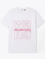 تیشرت WANG گلدوزی سفید با نوشته صورتی الکساندر وانگ درمزون رم محدوده میدان حر